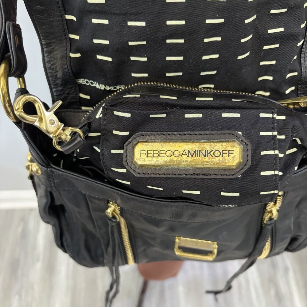 Rebecca Minkoff Beloved Mini Crossbody Bag Black Leather Gold Stud Vintage -FLAW - Picture 8 of 11